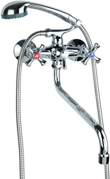 Смеситель для ванны Aquatica PL-5C455C 1/2" гусак изогнутый дивертор встраиваемый шаровой двухвентильный с душевым шлангом хром (33-102-9777220)