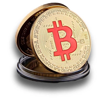 Монета BTC Биткоин Bitcoin в капсуле Red