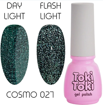 Гель-лак Toki Toki Cosmo 027, изумрудний светоотражающий, 5 мл