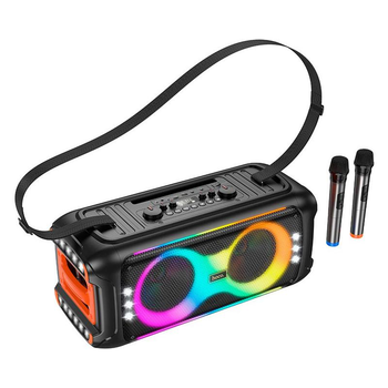 Акустика-караоке HOCO Kayman dual-mic outdoor BT speaker HA9 | RGB, BT5.4, 40W, TWS/USB/TF, 8h | Чорний