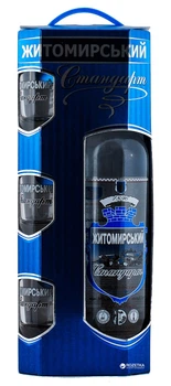 Водка Житомирский стандарт + 3 рюмки 0.7 л 38% (4820001623253)