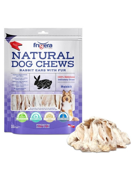 Ласощі для собак Frigera Natural Dog Chews Вушка кролика з хутром 250 г (4022858618493)