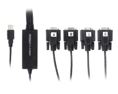 Кабель Viewcon USB - 4хCOM (M/M), (9+25pin), 1.4 м, Black (VE671) Чорний