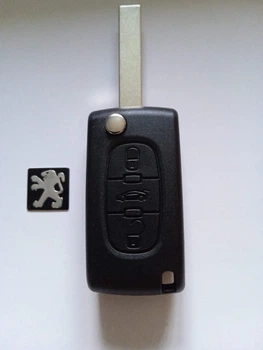 Корпус выкидного ключа Peugeot 407 4007 607 Galakeys 3 кнопки батарейка на корпусе лезвие HU83 (01-08)
