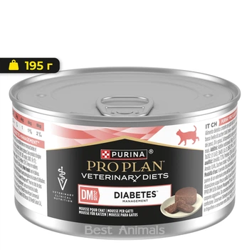 Ветеринарна дієта для котів Purina Pro Plan Veterinary Diets DM Diabetes Managment вологий корм при цукровому діабеті консерва 195 г (8445290105233)