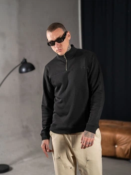 Мужской тёплый свитшот с воротником на молнии Teamv Collar Zip Черный XL