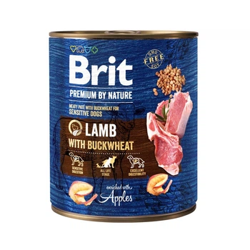 Вологий корм Brit Premium by Nature для собак, ягня з гречкою, 800 г