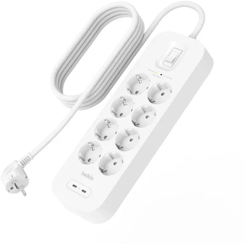 Мережевий фільтр Belkin Power Surge 8-port + 2 x USB-C 900J 2 м White (SRB004CA2M)