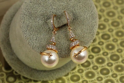 Серьги подвески Xuping Jewelry Звездочет с жемчугом 3,7 см золотистые