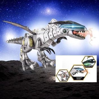 Интерактивный Динозавр Xin Yuan Yu Dinosaur Machine Silver звуковые и световые эффекты пускает пар