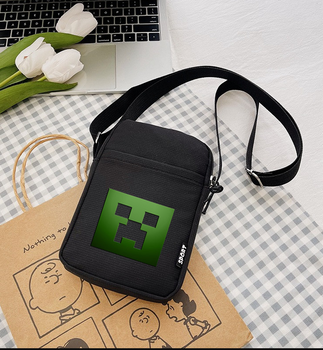 Дитяча сумка месенджер через плече для хлопчиків Кріпер Minecraft Майнкрафт чорний (AN)3291