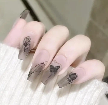Накладные ногти в комплекте со скотчем Pink Hoss 1