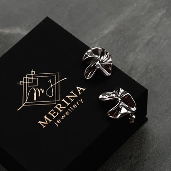 Сережки з ювелірної сталі LEAF S
