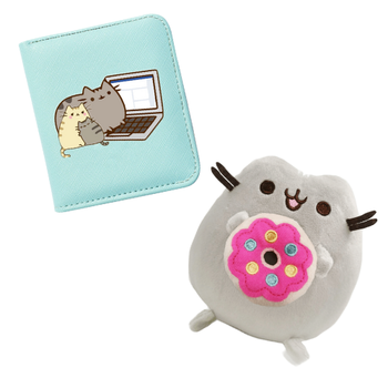 Набір М'яка іграшка Пушин кет Кіт з пончиком 15х12 см та гаманець Pusheen cat за ноутбуком v-12485