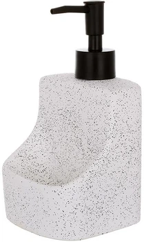 Дозатор для миючого засобу White Stone 400мл, 9.8х9.5х18см з підставкою для губки, білий камінь (BD-851-334)