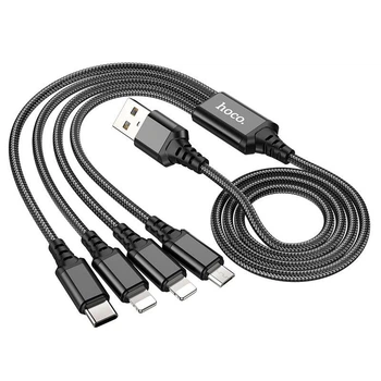 Кабель HOCO X76 Combo 4-in-1 2*Lightning + Type-C + Micro USB Super charging cable