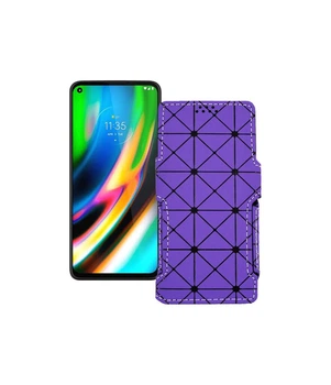 Чохол-книжка з екошкіри для телефону Motorola Moto G9 Plus Фіолетовий ромб