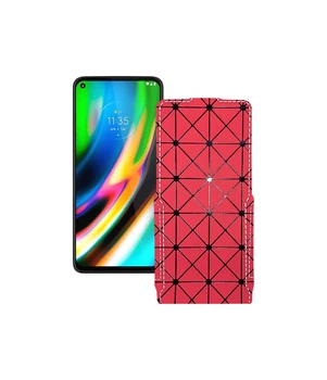 Чохол-флип з екошкіри для телефону Motorola Moto G9 Plus Червоний ромб