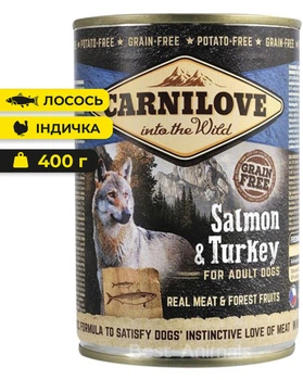 Вологий корм з лососем та індичкою Carnilove Salmon Turkey Карнілов консерва для собак 400 г (8595602529278)