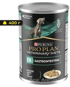 Ветеринарна дієта для собак Purina Pro Plan Veterinary Diets EN Gastrointestinal вологий корм при хворобах ШКТ консерва 400 г (7613035180932)