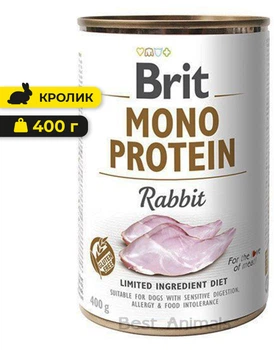Вологий корм монопротеїн з кроликом Brit Mono Protein Rabbit Бріт консерва для собак 400 г 1 шт (8595602555376)