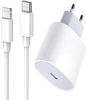 Комплект швидкої зарядки 20 Вт для Apple iPhone Foxconn Швидкий зарядний пристрій 35W USB-C Power Adapter Type-C Кабель зарядки USB-C to Lightning (37431-b)