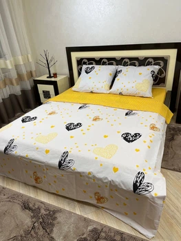 Комплект постельного белья Soft евро 200х220 см з сердечками