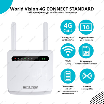 4G Wi-Fi роутер World Vision 4G CONNECT STANDARD с аккумулятором