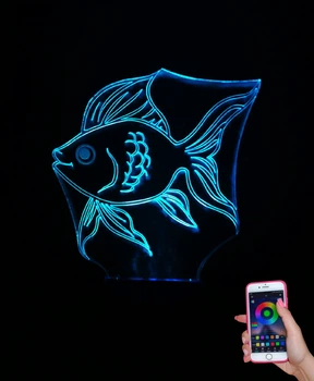 3d-светильник Золотая рыбка, 3д-ночник, несколько подсветок (на bluetooth), подарок рыбаку аквариумисту