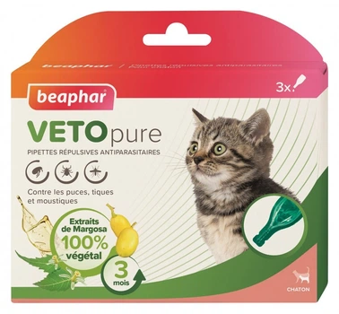 Капли от блох, клещей и комаров для котят Bio Spot On, 3 пип