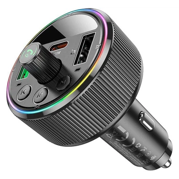 Автомобильный FM-трансмиттер модулятор HOCO Guerrero car BT FM transmitter E82 |BT5.3, 2USB/1Type-C | Черный