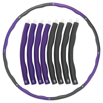 Обруч складання Хула Хуп Hula Hoop двоколірний м'який IntiPal (пластик, неопрен, 8 секцій, d-92см, вес-1,2кг) (BY-018_Фіолетовий-сірий)