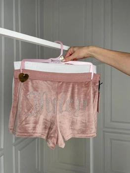 Шорти Juicy Couture Women's 2-Pack Sleep and Lounge Velvet Fleece Dolphin Shorts белые/бежевые з лого размер М