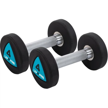 Гантелі суцільні 2 шт по 4 кг професійні з поліуретановим покриттям LiveUp LP8002-4