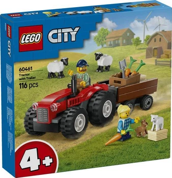 Конструктор Lego City Красный фермерский трактор с прицепом и овцами 60461