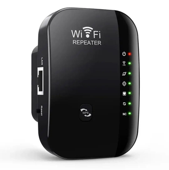 Беспроводной репитер, усилитель сигнала Wi-Fi 300 Мбит/с 2.4G, Black (7 индикаторов)