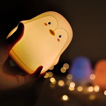 Ночник на батарейках пингвин, Силиконовый ночник игрушка для детей Led Настольный светильник GN-20