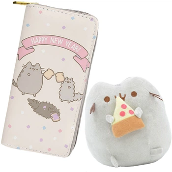 М'яка іграшка Пушин кет Pusheen cat Кіт з піцою 15х12 см та Гаманець портмоне Happy New Year 19х10 см n-12494