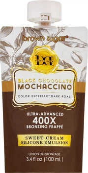Крем для загара в солярии MOCHACCINO 400X с экстрактом жаренных зерен кофе, темной карамелью и взбитыми сливками 100 мл