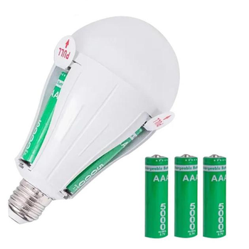 LED Лампочка 30W аварійна на акумуляторах 18650x3шт автоматична | E27, 3W від АКБ до 4 годин, 6800K | White