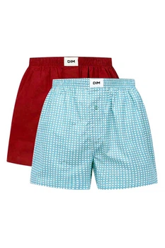 Семейные трусы, 2 штуки DIM 50(L) Голубой-Бордо (vichy/rouge 9UP (107657)