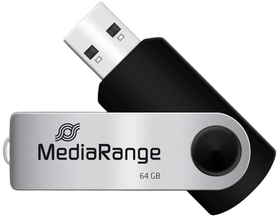 Флеш пам'ять USB MediaRange MR912 64GB USB 2.0 Black/Silver (4260283112258)