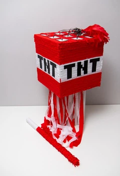 Піньята TNT Minecraft червона квадратна + біта