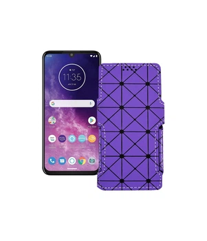 Чохол-книжка з екошкіри для телефону Motorola One Zoom Фіолетовий ромб