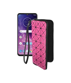 Чохол-гаманець з екошкіри для телефону Motorola One Zoom Рожевий ромб