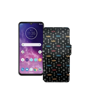 Чохол-книжка з екошкіри для телефону Motorola One Zoom Фешн чорний