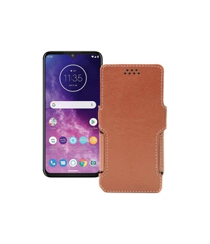 Чохол-книжка з екошкіри для телефону Motorola One Zoom Коричневий