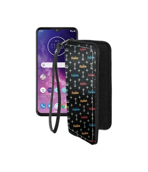 Чохол-гаманець з екошкіри для телефону Motorola One Zoom Фешн чорний