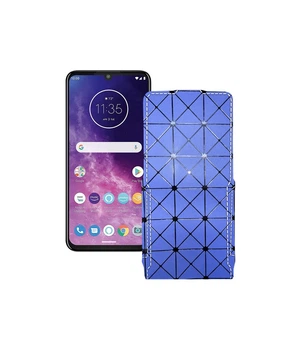 Чохол-флип з екошкіри для телефону Motorola One Zoom Синій ромб