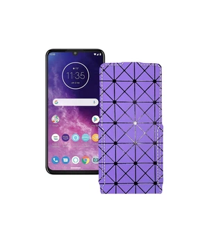 Чохол-флип з екошкіри для телефону Motorola One Zoom Фіолетовий ромб